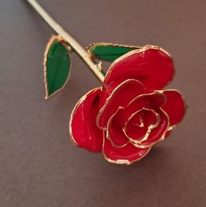 Defaith 24K Gold Dipped Red Rose & Stand Gift New Valentine’s Day Prom Authentic